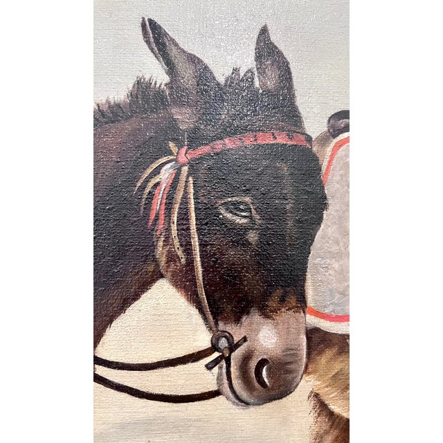 Vintage Original Framed Painting of Three Donkeys For Sale In Dallas - Image 6 of 9