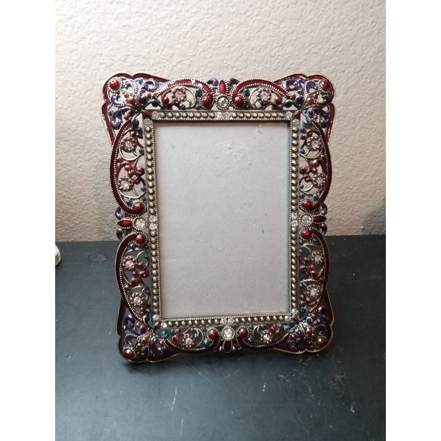 1980s Gorgeous Signed Jay Strongwater Rhinestone & Enamel Photo Holder MSRP $499 For Sale - Image 5 of 6