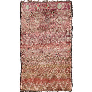 Multi Colored Vintage Large Moroccan Rug With All-Over Diamond Pattern For Sale