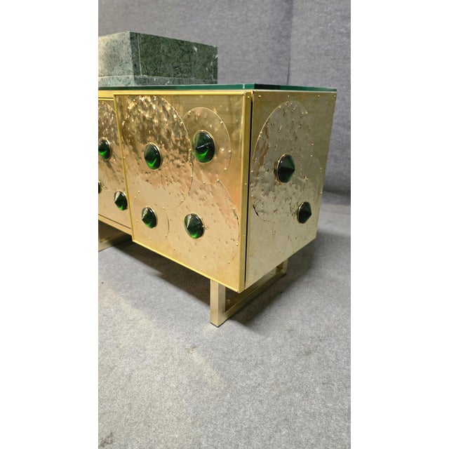 Gold Brass Vanity Table with Murano Glass Inlays and Marble Sink from Justfurnituress SRL For Sale - Image 8 of 18