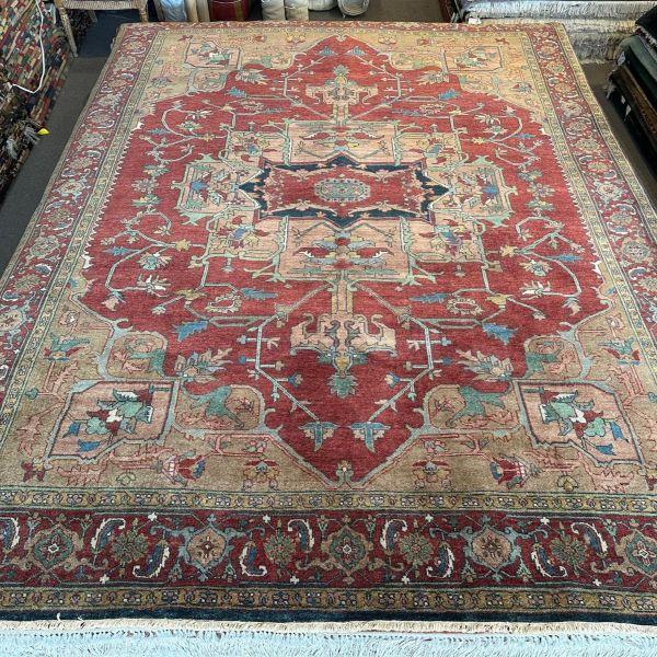 Turkish A Contemporary Turkish Rug With Heriz-Inspired Geometry | 9x12 For Sale - Image 3 of 5