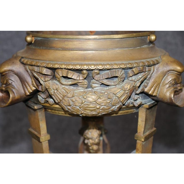 Pair 19th C Bronze and Potoro Marble Empire Style Urns For Sale - Image 9 of 12