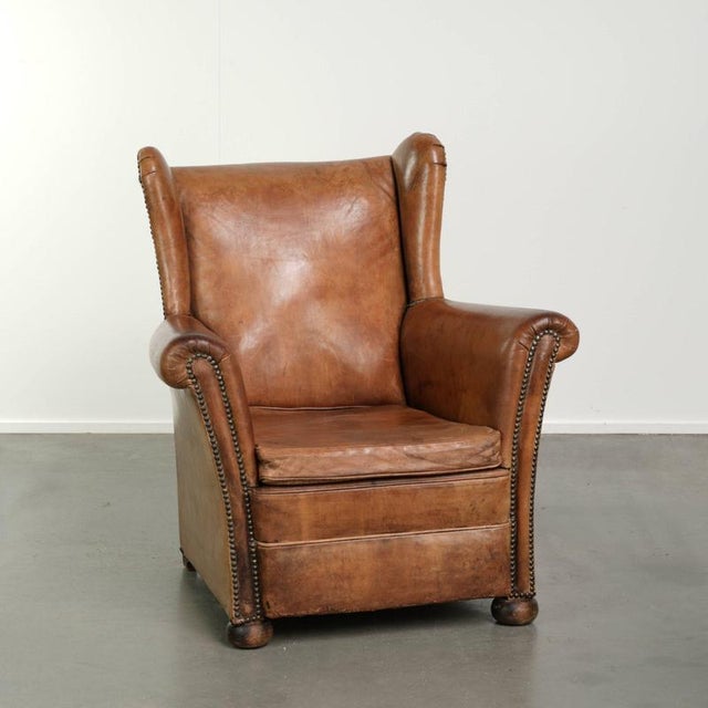 Vintage Sheepskin Wing Lounge Chair For Sale - Image 13 of 13