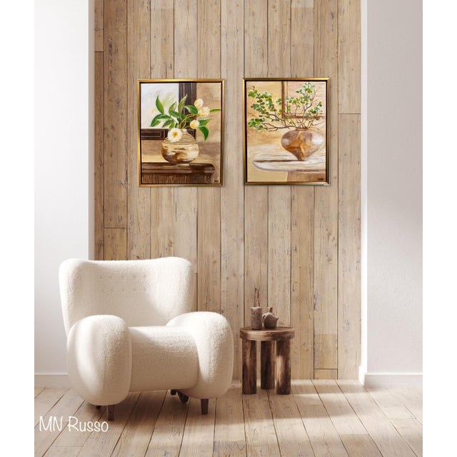 Brown Contemporary Impressionist Style Original Still Life Paintings (Set of 2) For Sale - Image 8 of 8