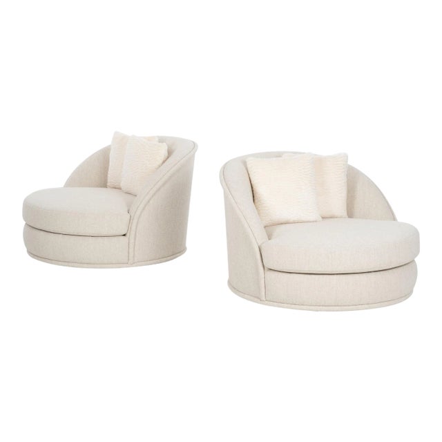 Milo Baughman Style Oversized Swivel Lounge Chairs by Directional - A Pair For Sale