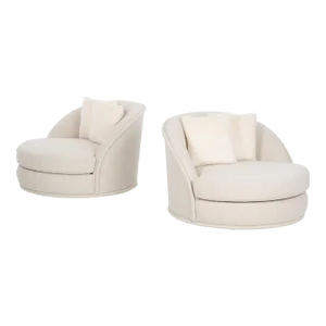 Milo Baughman Style Oversized Swivel Lounge Chairs by Directional - A Pair