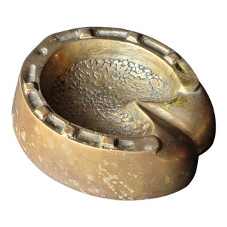 Vintage Chunky Brass Horseshoe Ashtray Equestrian Catchall For Sale