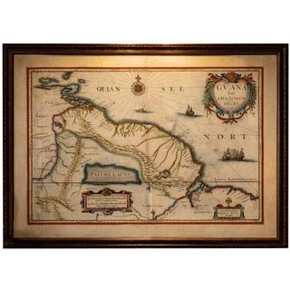 Antique Surinam and Guiana Map Blaeu, 1642 For Sale