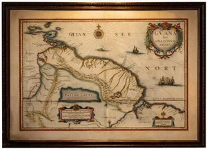 Antique Surinam and Guiana Map Blaeu, 1642