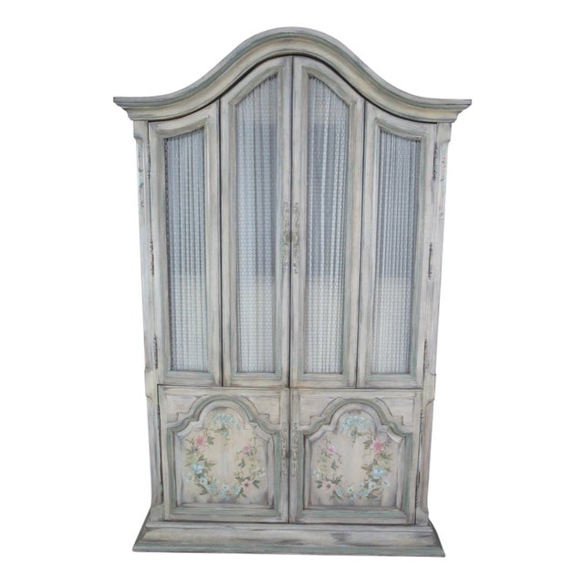 Wellington Hall Painted French Provincial Illuminated Drybar Bar Cabinet For Sale