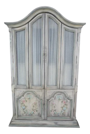 Wellington Hall Painted French Provincial Illuminated Drybar Bar Cabinet