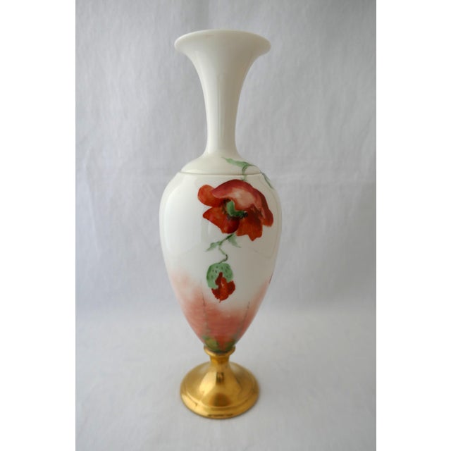 Ceramic Antique Hand Painted Lenox Porcelain American Belleek Poppy Vase For Sale - Image 7 of 11