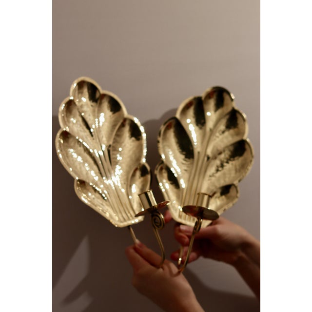 Mid-Century Swedish Brass Sconces by Firma Lars Holmström, 1950s, Set of 2 For Sale - Image 4 of 8