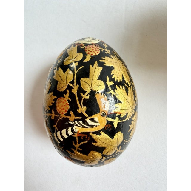 Lovely Vintage Egg w/Painted Enamel Birds In Porcelain Dish & Brass Cherub Stand For Sale - Image 9 of 17