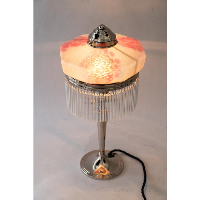 Art Deco Nickel-Plated Table Lamp with Glass Shade from Palme Koenig, 1920s For Sale - Image 17 of 18