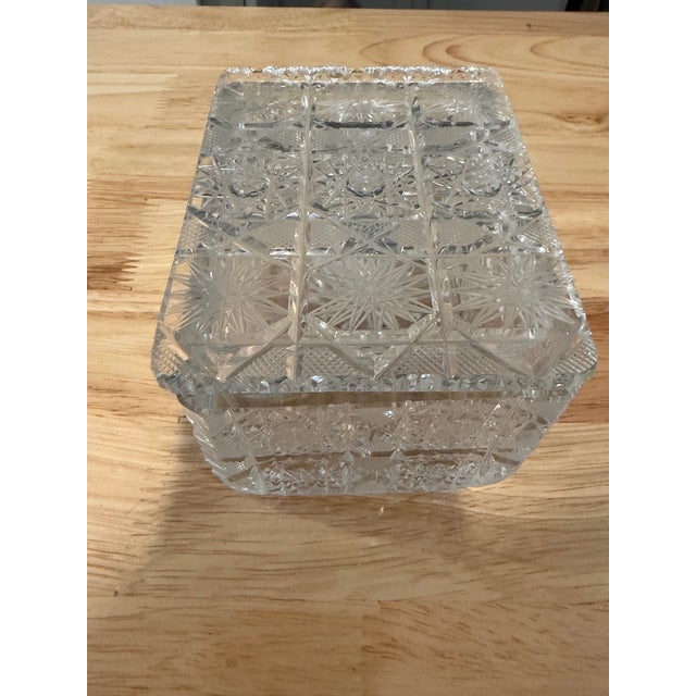 Art Deco 1930s Cut Crystal Trinket Box For Sale - Image 3 of 6