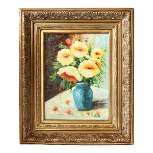 Framed Still Life Floral Oil on Canvas
