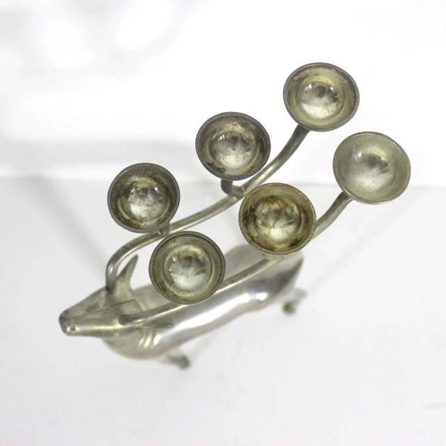 Mid 20th Century Mid Century Modern Silver Reindeer Candle Holder Candelabra Christmas Decor For Sale - Image 5 of 9