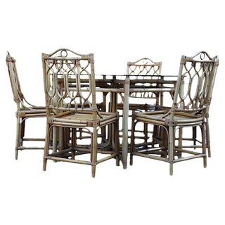 Italian Octagonal Dining Table & Chairs Set, 1950s, Set of 7 For Sale