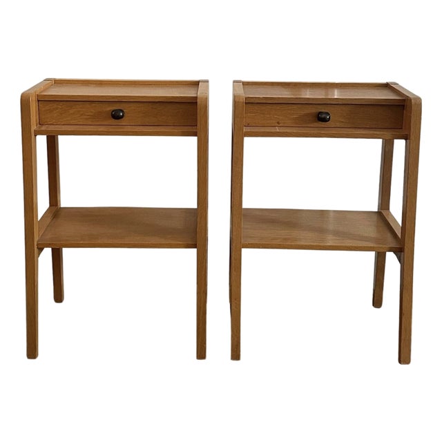 Pair of 1960s Oak Nightstands For Sale