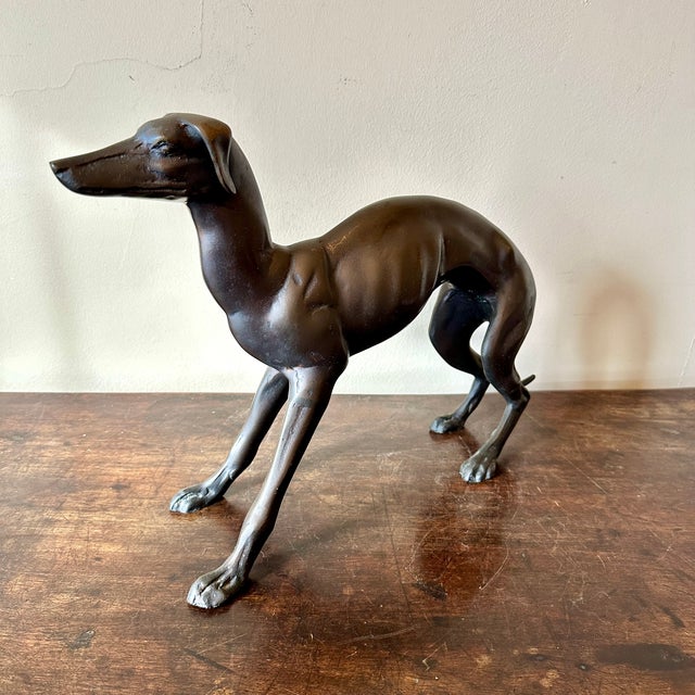 1980s Art Deco Bronze Italian Greyhound Whippet For Sale - Image 5 of 6