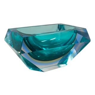 Mid-Century Modern Sommerso Murano Glass Bowl by Flavio Poli for Seguso, 1960s For Sale