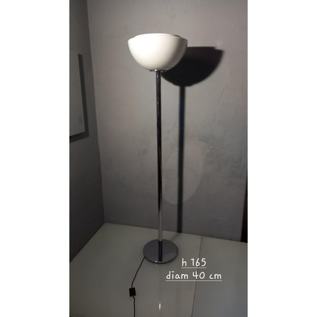 Floor Lamp in Chrome with Milk Glass Lampshade, 1970s For Sale - Image 10 of 10