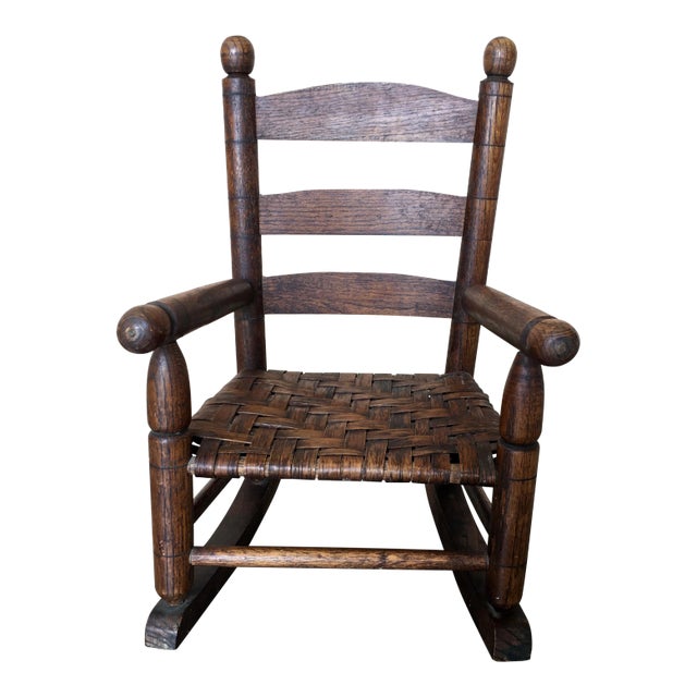Basket Weave Country Child's Rocking Chair For Sale