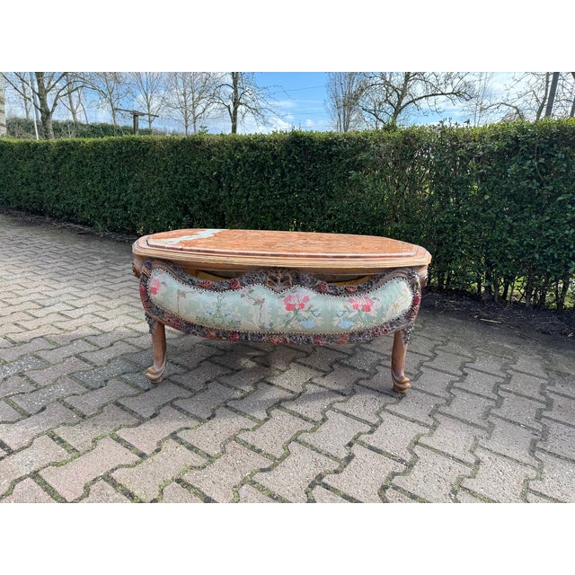 1950 French Louis XVI Mahogany Marble Coffee Table - 1 Pc For Sale - Image 4 of 12
