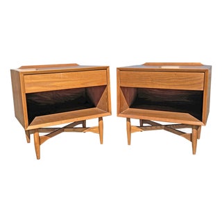 Vintage Mid Century Modern Oak Floating Nightstands or End Tables, A Pair For Sale