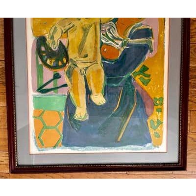 Orange Vintage Lithograph by Artist Roger Bezombes, pencil signed, circa 1950's For Sale - Image 8 of 12
