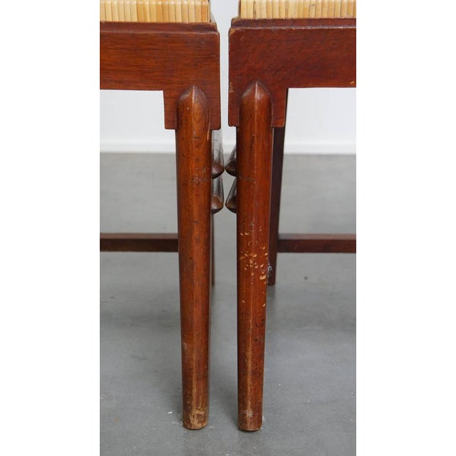 Art Deco Wooden Dining Chairs with Wicker Seat and Backrest, Set of 2 For Sale - Image 9 of 14