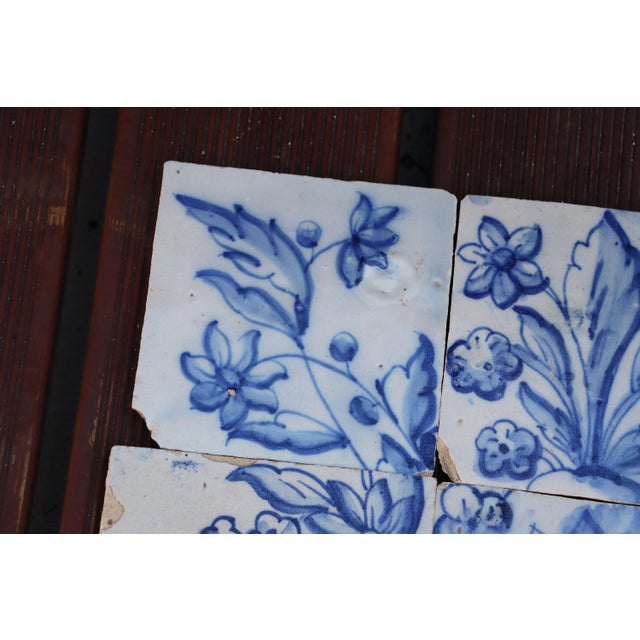 Baroque Tile Mural Panel Depicting a Baroque Jardinière With Flowers, Portuguese, 18th Century For Sale - Image 3 of 12