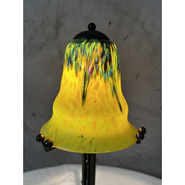 Black Art Deco Table Lamp in Frosted Glass, 1930s For Sale - Image 8 of 16