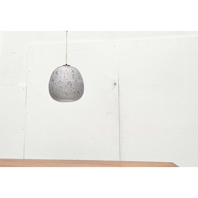 Gray Mid-Century Modern German Space Age Glass Pendant Lamp with Red Paint Splashes, 1960s For Sale - Image 8 of 18