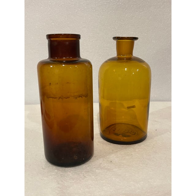 Set of 2 Vintage French Amber Apothecary Jars For Sale - Image 4 of 4