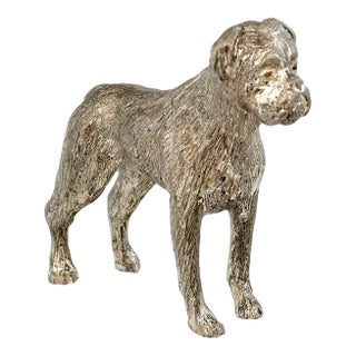 English Silver-Plate Boxer Dog Figurine For Sale