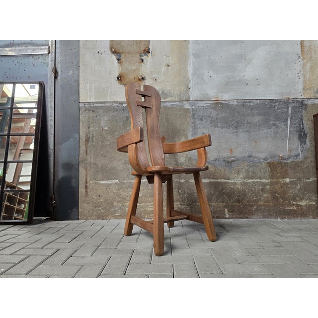 Vintage Brutalist Dining Chair in Oak by De Puydt, Belgium, 1970s For Sale - Image 16 of 16
