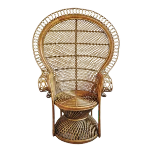 Vintage Tea Stain Rattan Loop Peacock Chair
