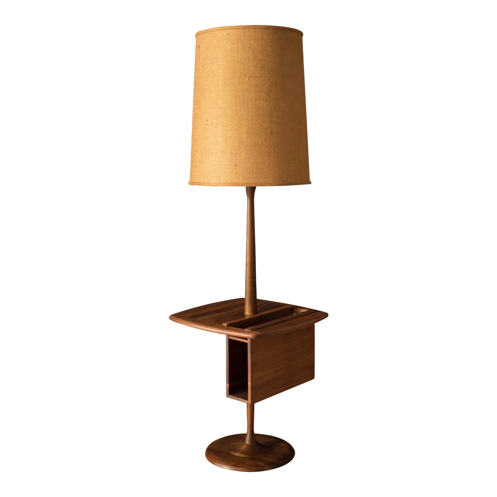 Mid Century Walnut Laurel Floor Lamp With Magazine Rack Chairish