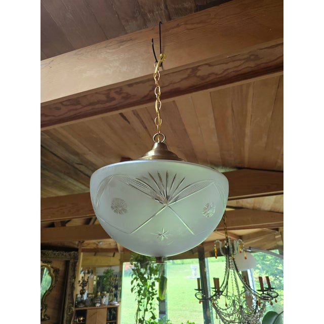 Vintage Mid Century 1950s Hanging Light Fixture For Sale In Boston - Image 6 of 11