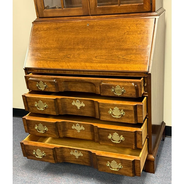 Pennsylvania House Vintage Pennsylvania House Solid Cherry Block Front Secretary Desk For Sale - Image 4 of 12