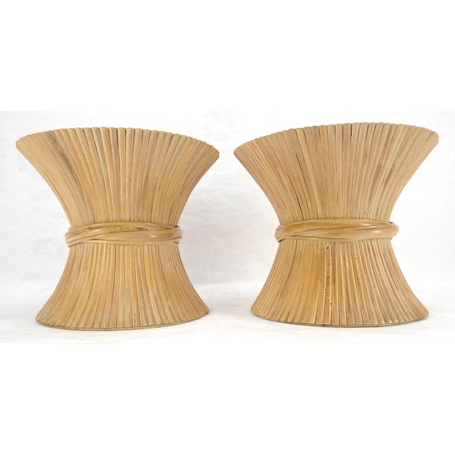Pair of Sheaf of Wheat 26" Round Side End Table Stands Pedestals MINT For Sale - Image 6 of 17