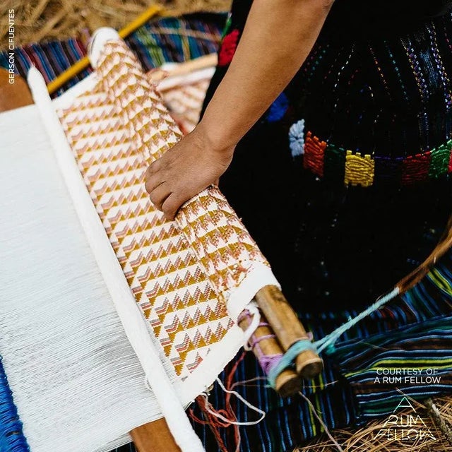 This extraordinary 39”-long brocade panel is hand-woven and embroidered on a backstrap loom by master Maya women weavers...