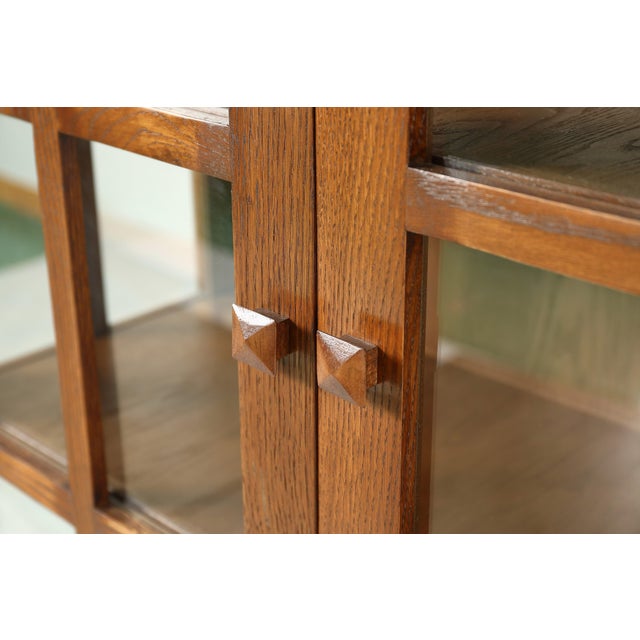 Mission Mission Oak Display China Cabinet / Bookcase - Walnut - 39"w For Sale - Image 3 of 9