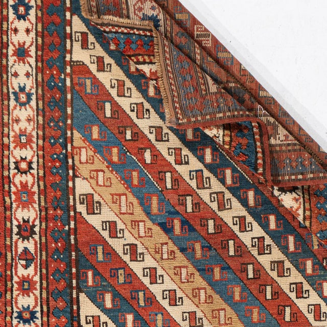 Antique Circa 1880 Red Caucasian Kazak Hand Knotted Rug 4ft 8in X 7ft 5in For Sale In New York - Image 6 of 9