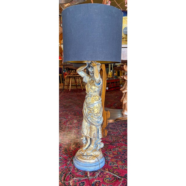 1960s Reproduction Auguste Moreau "Girl Dressing Her Hair" Table Lamp For Sale - Image 12 of 12