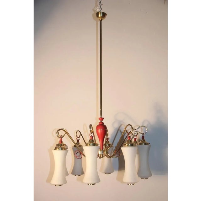 1950s Mid-Century Italian Brass and Glass Chandelier, 1950s For Sale - Image 5 of 18