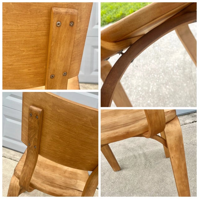 Bent Oak Plywood Single Desk or Side Chair | by Thonet For Sale - Image 11 of 12