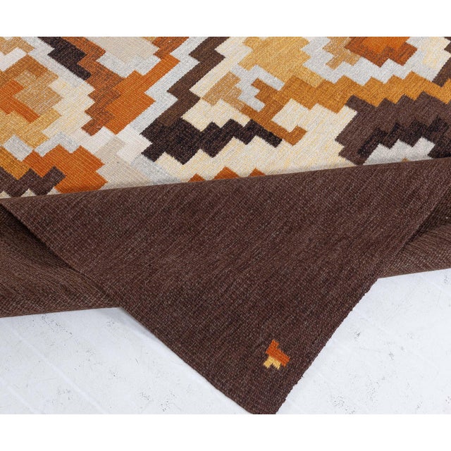 This exceptional vintage Swedish flat-weave rug, titled "Korall," was designed by Erik Lundberg in the 1950s for...